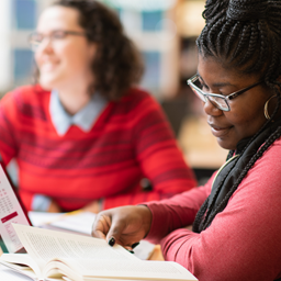 Students studying in the bookstore