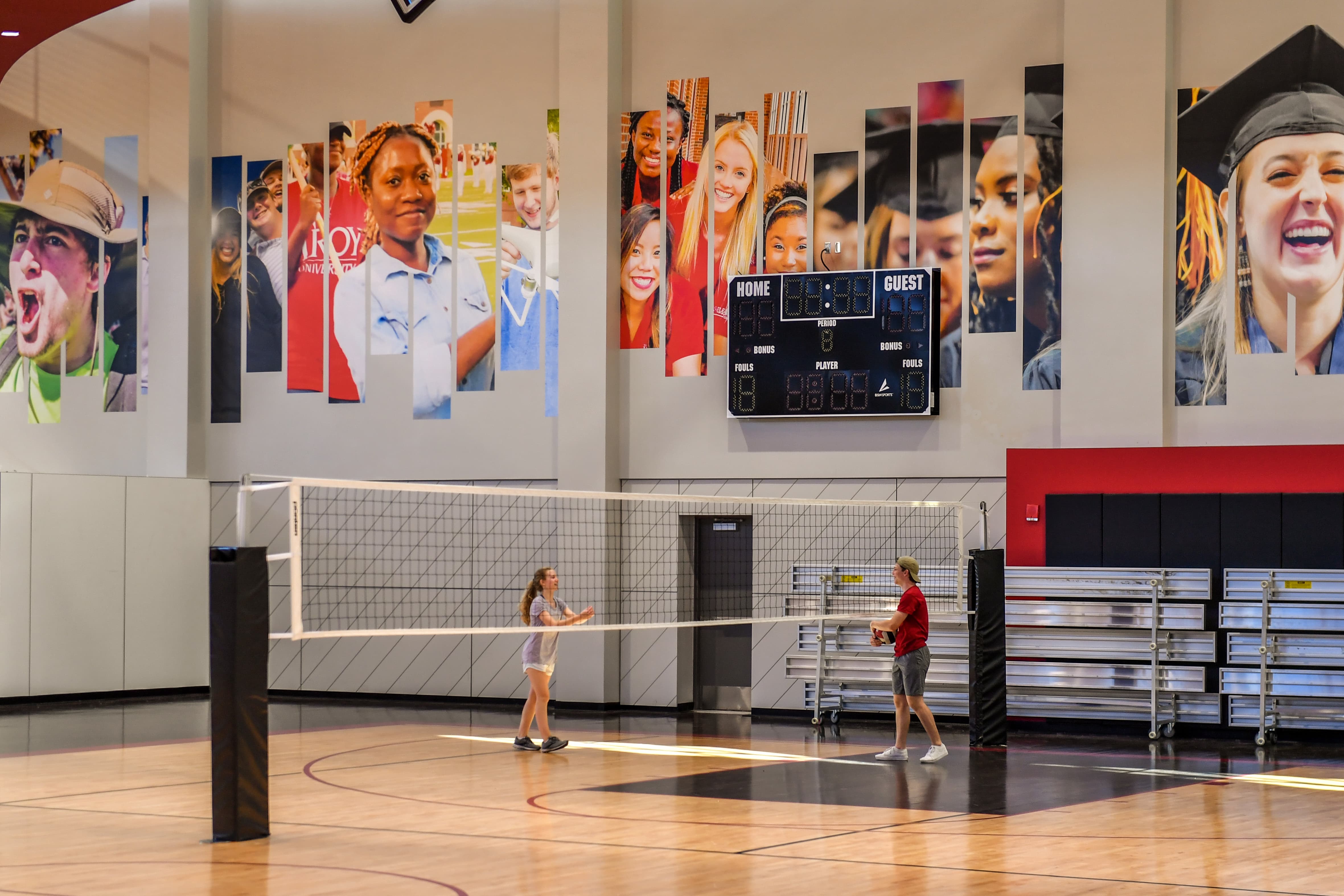 Students enjoying the rec center courts.