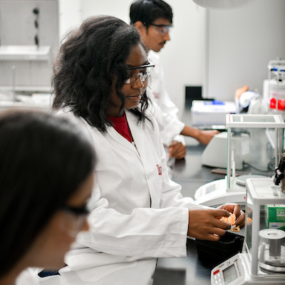 Student working in biomedical lab
