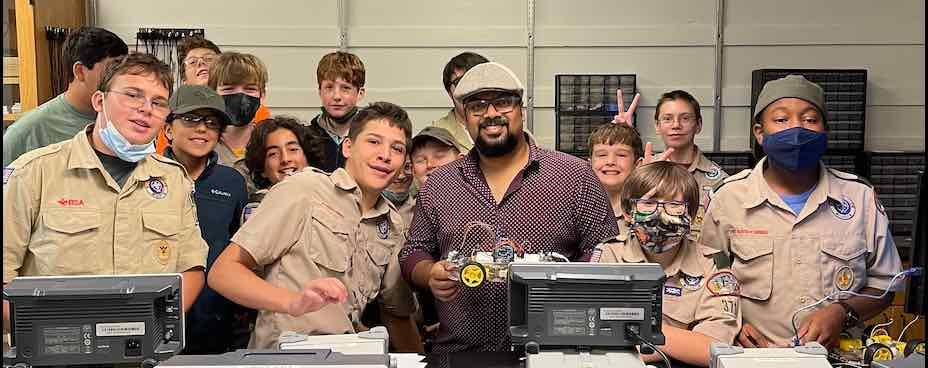 EET faculty participating in Boy Scout robotics program