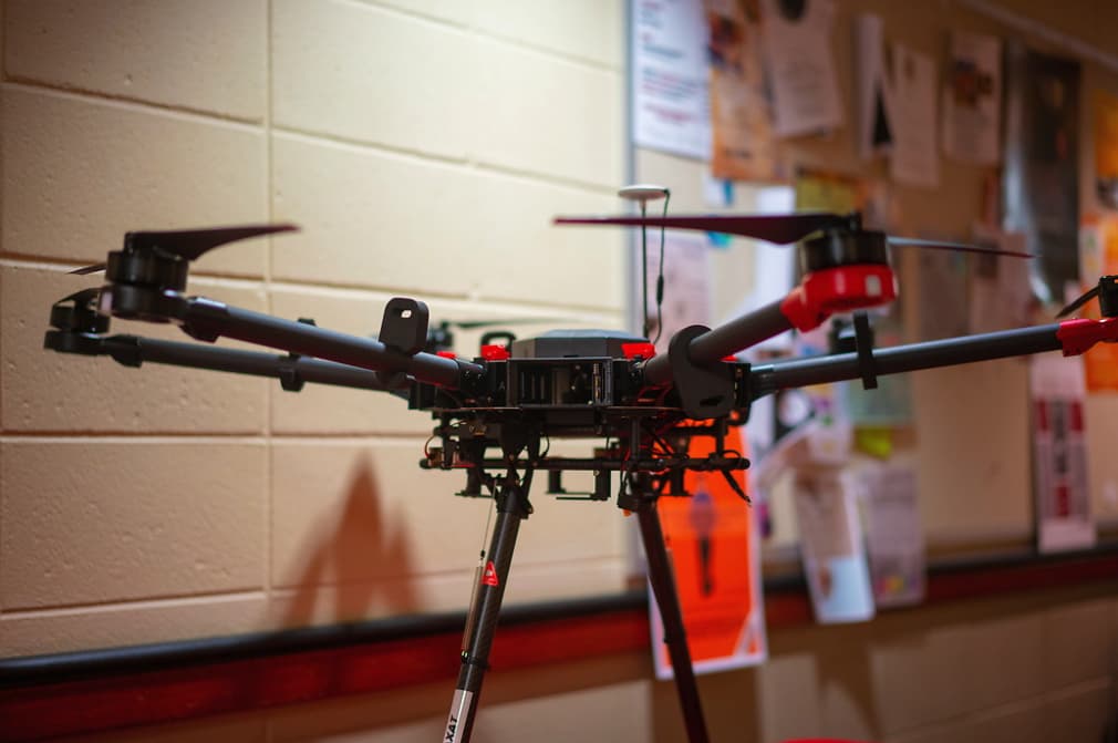 Multirotor drone on display at a Geo Day session