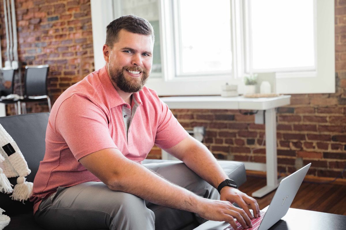 Data analytics student using his computer.