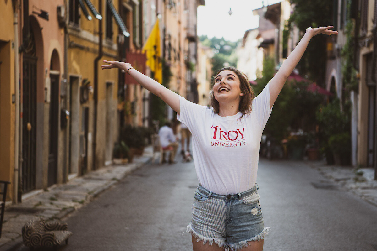 Student walking in Italy