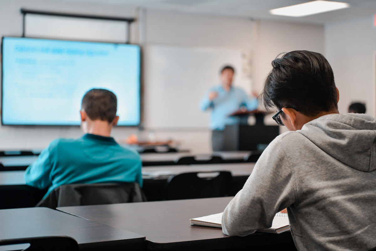 Student sitting in classroom