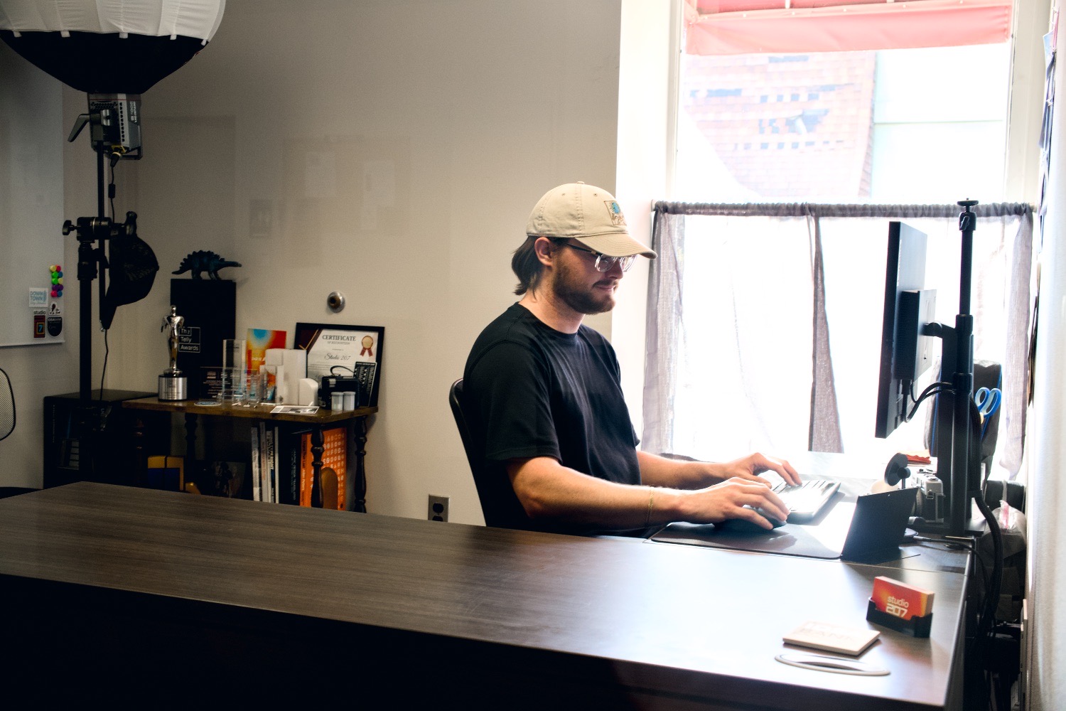 Student using rented room inside the IDea Bank for his business