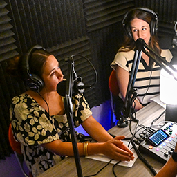 radio interview at live event