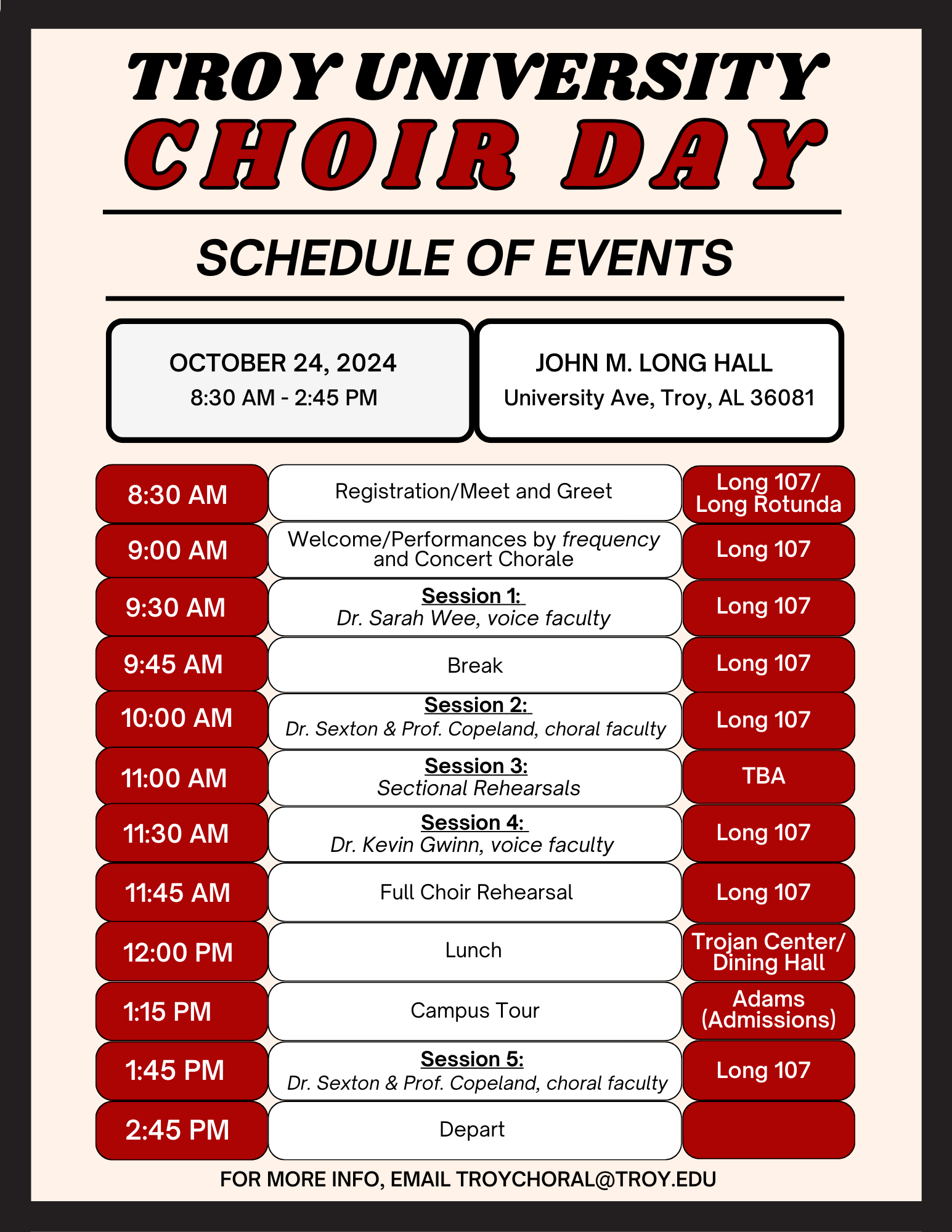 choir day schedule 2024