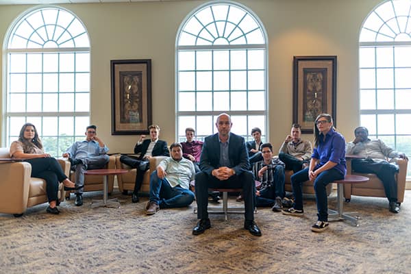 Percussion Students sitting in chairs