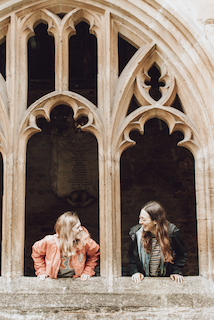 Study abroad in UK; Girls looking out windows