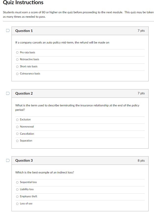 P&C quiz test drive