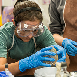 Students conducting research in the on campus TROY lab.