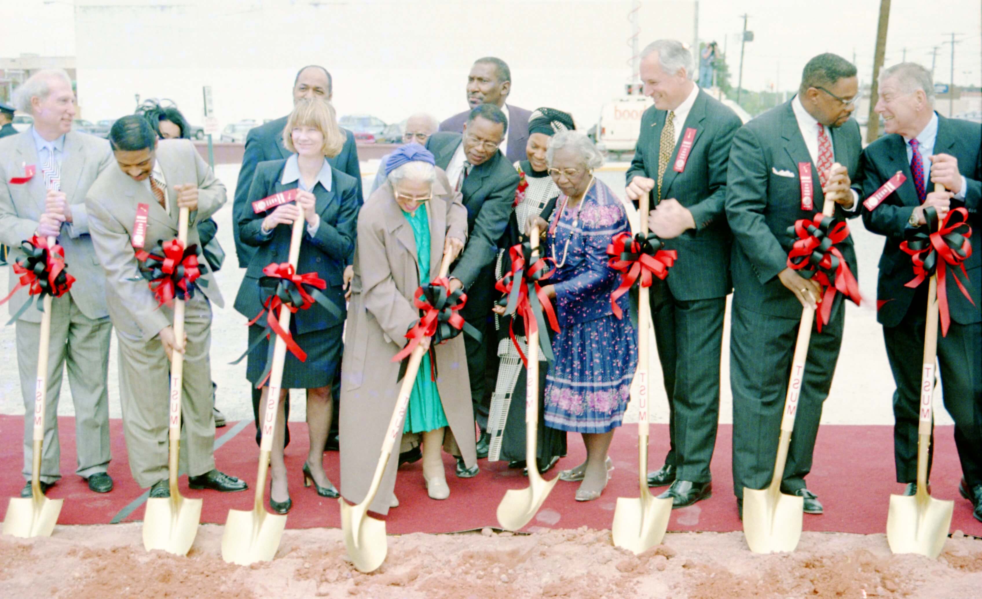 Ground is broken on the Montgomery Campus for the Rosa Parks Museum, at the site of the old Empire Theater, where Rosa Parks was arrested marking the start of the Montgomery Bus Boycott.