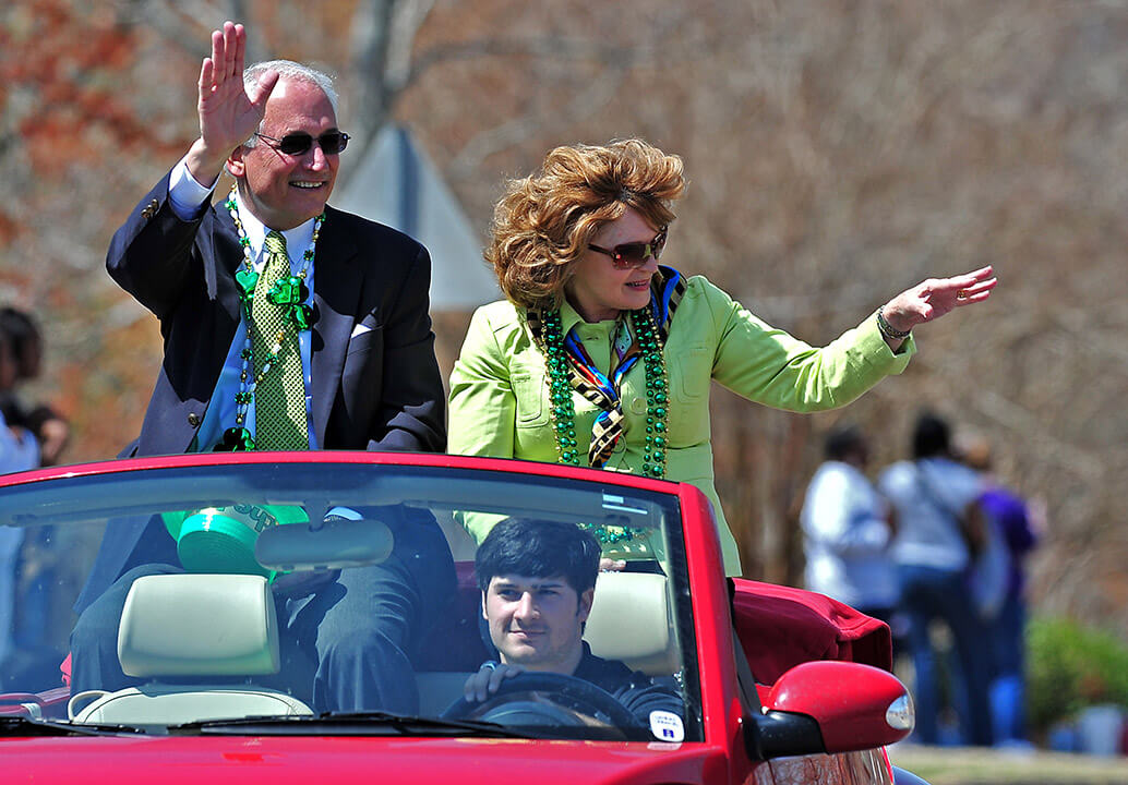 St. Patrick’s Day Parade through campus on University Avenue.