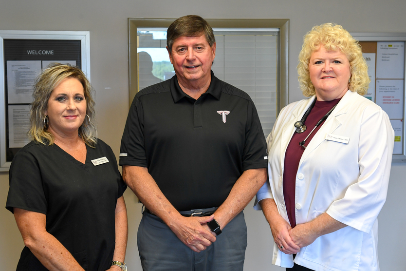 Dr. DiChiara, Dana Lewis, and Jacque Chirico at Troy University Student Health Services