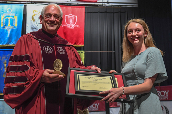 Algernon Sydney Sullivan Female Student Recipient - Olivia Walleser, pictured with Dr. Jack Hawkins, Jr.