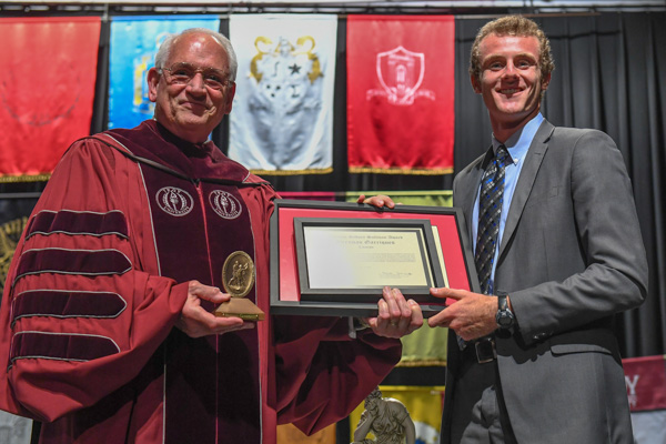 Algernon Sydney Sullivan Male Student Recipient - Brennan Garriques, pictured with Dr. Jack Hawkins, Jr.