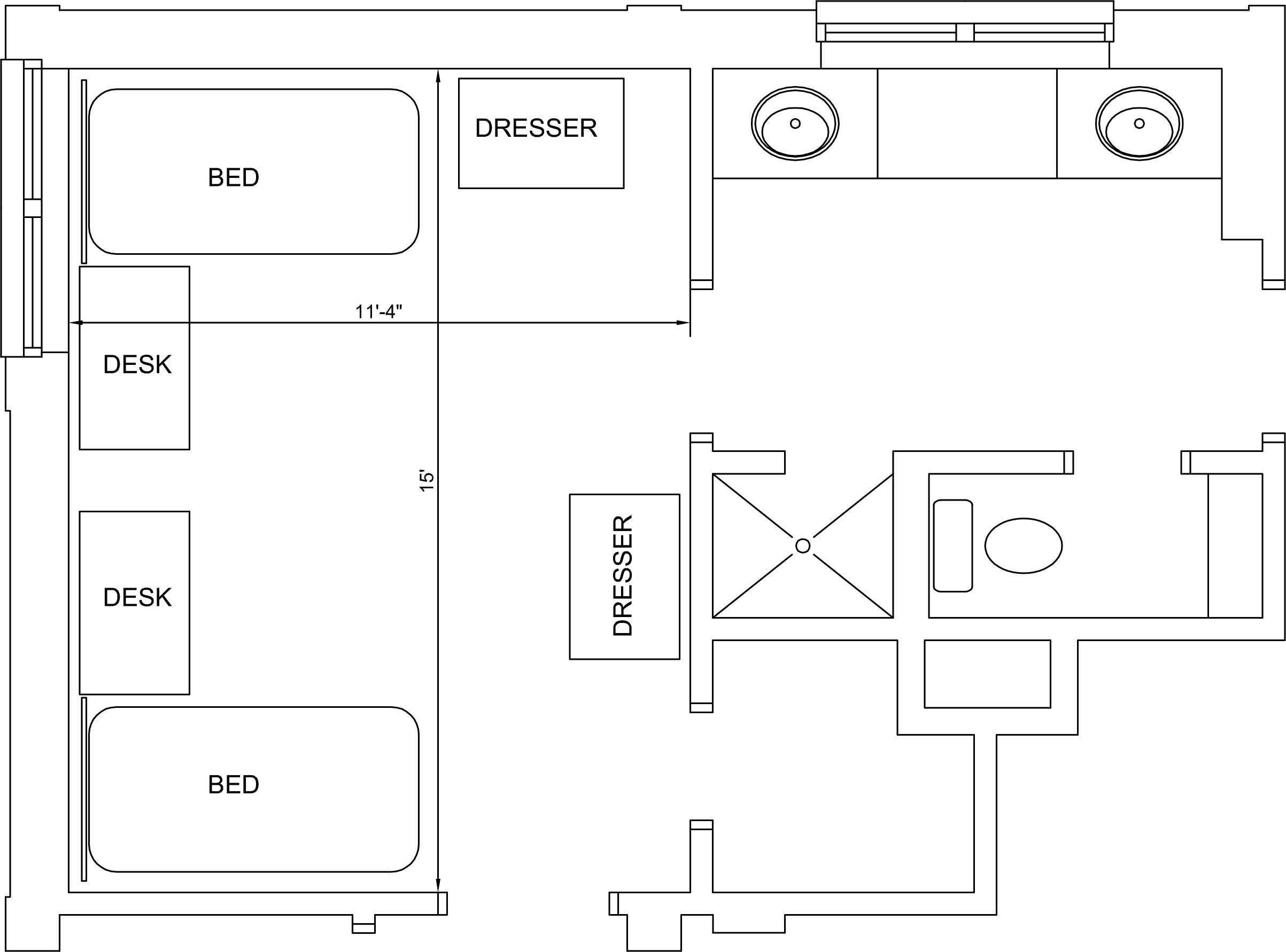 Floor plan of a room in Clements Hall.