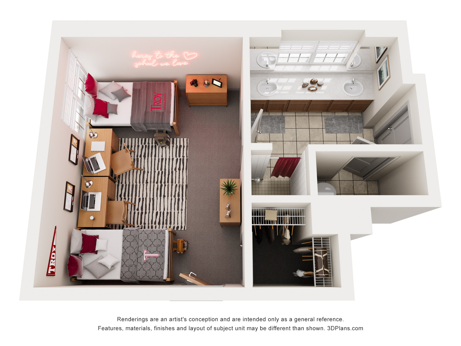 Floor plan of a room in Clements Hall.