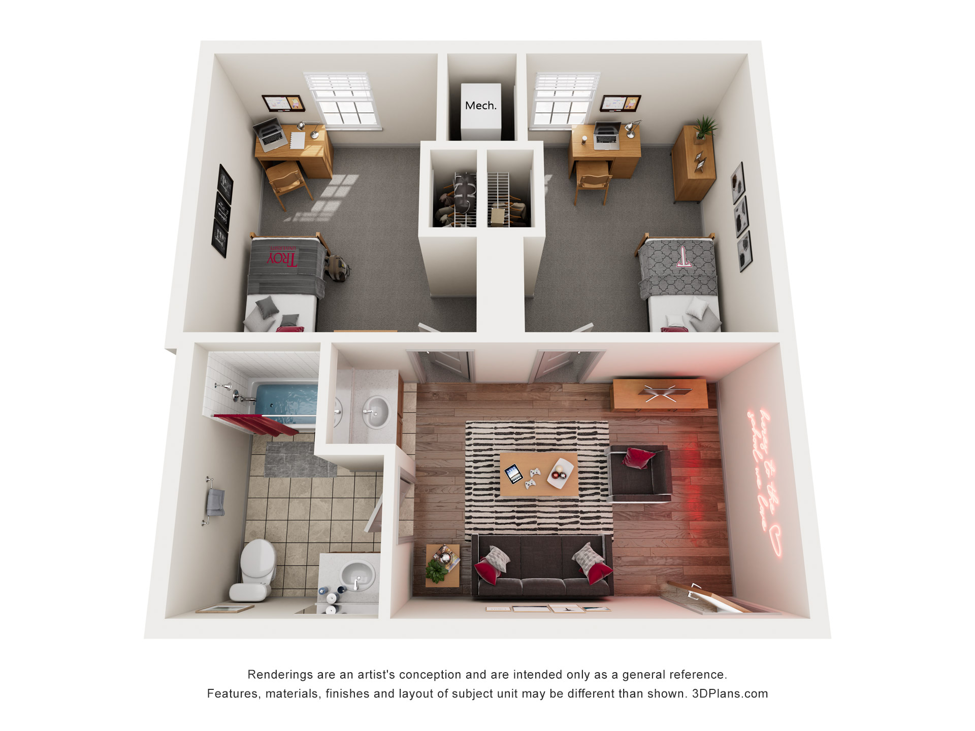 Newman Hall double room floor plan. 