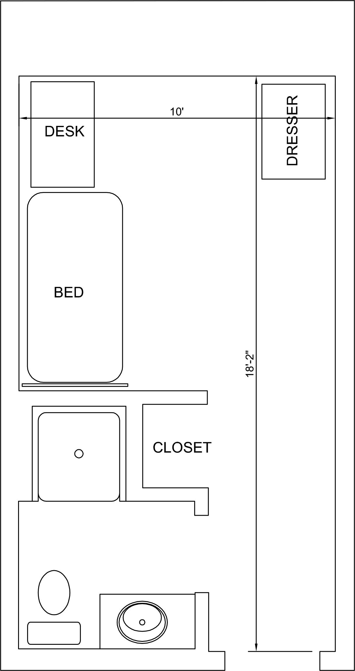 Rushing Hall Standard Single floor plan. 