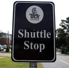 Troy University Shuttle Stop Sign