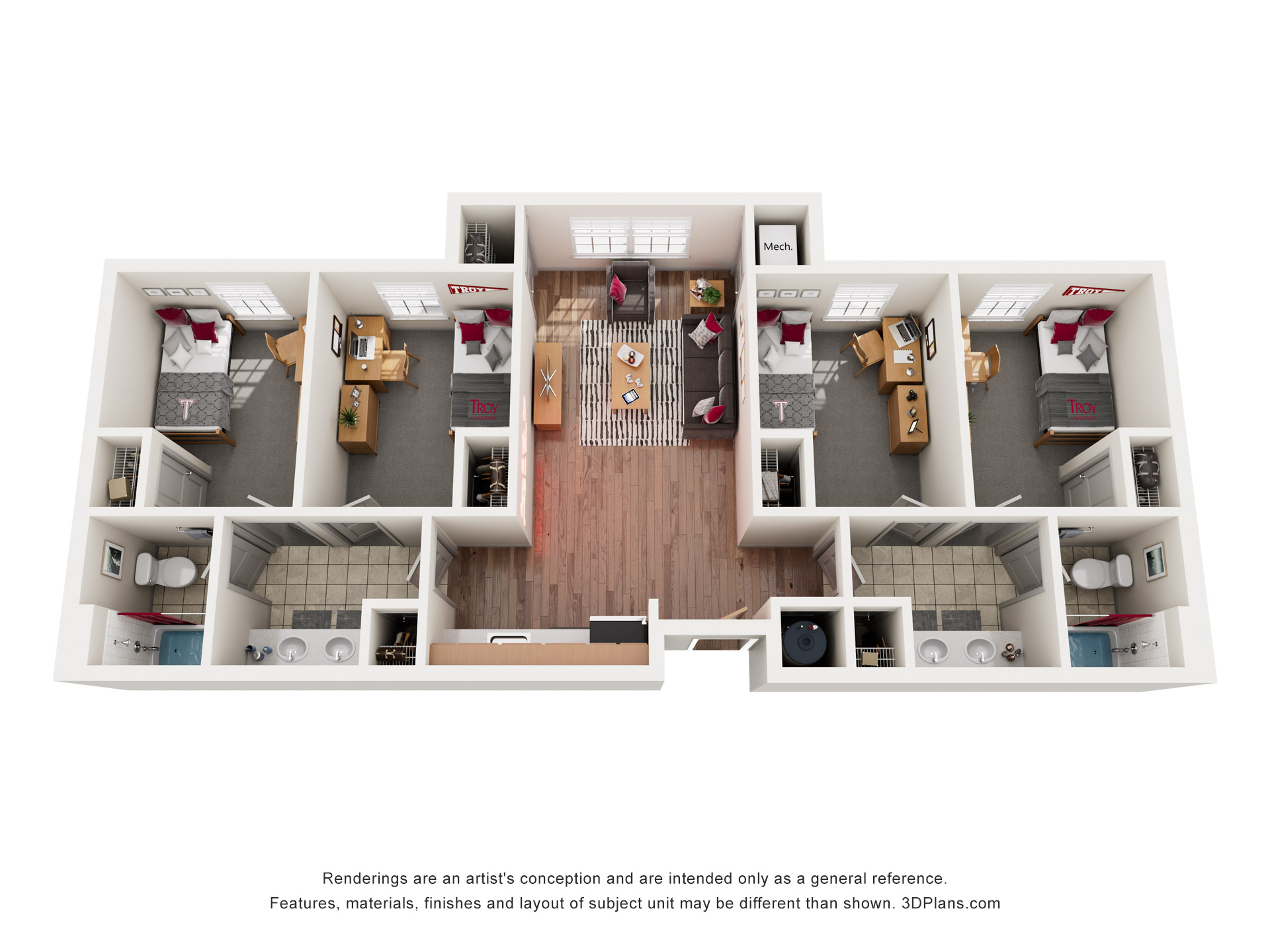 Trojan Village four bedroom floor plan