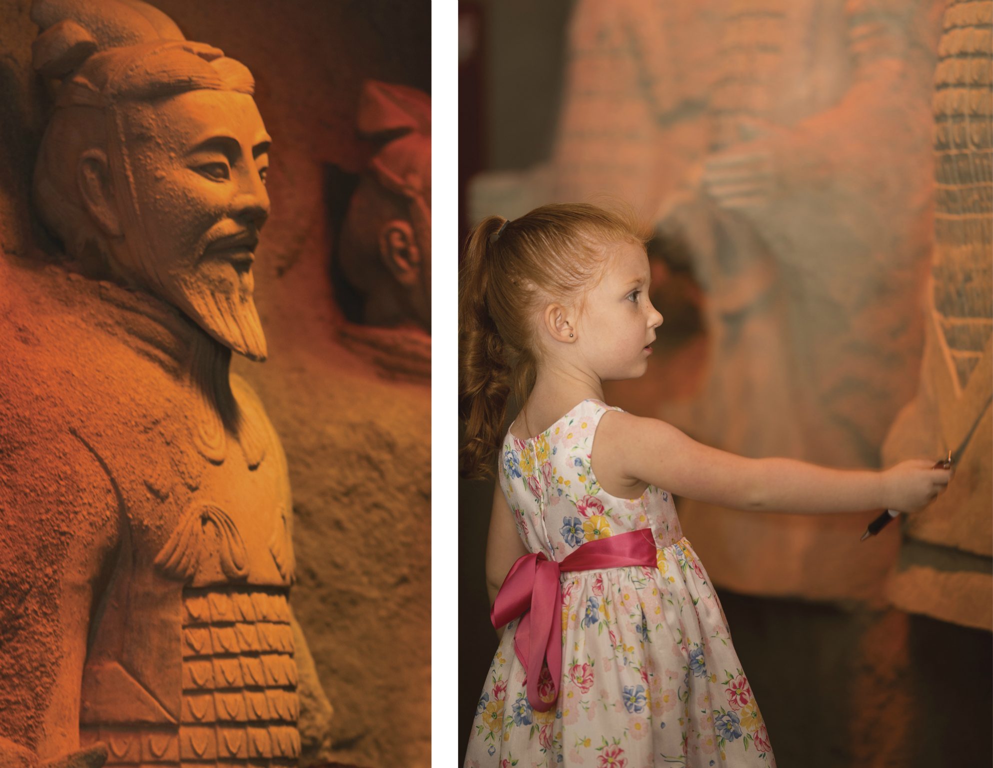 Emily Gooden enjoys the Warriors Unearthed Exhibit.