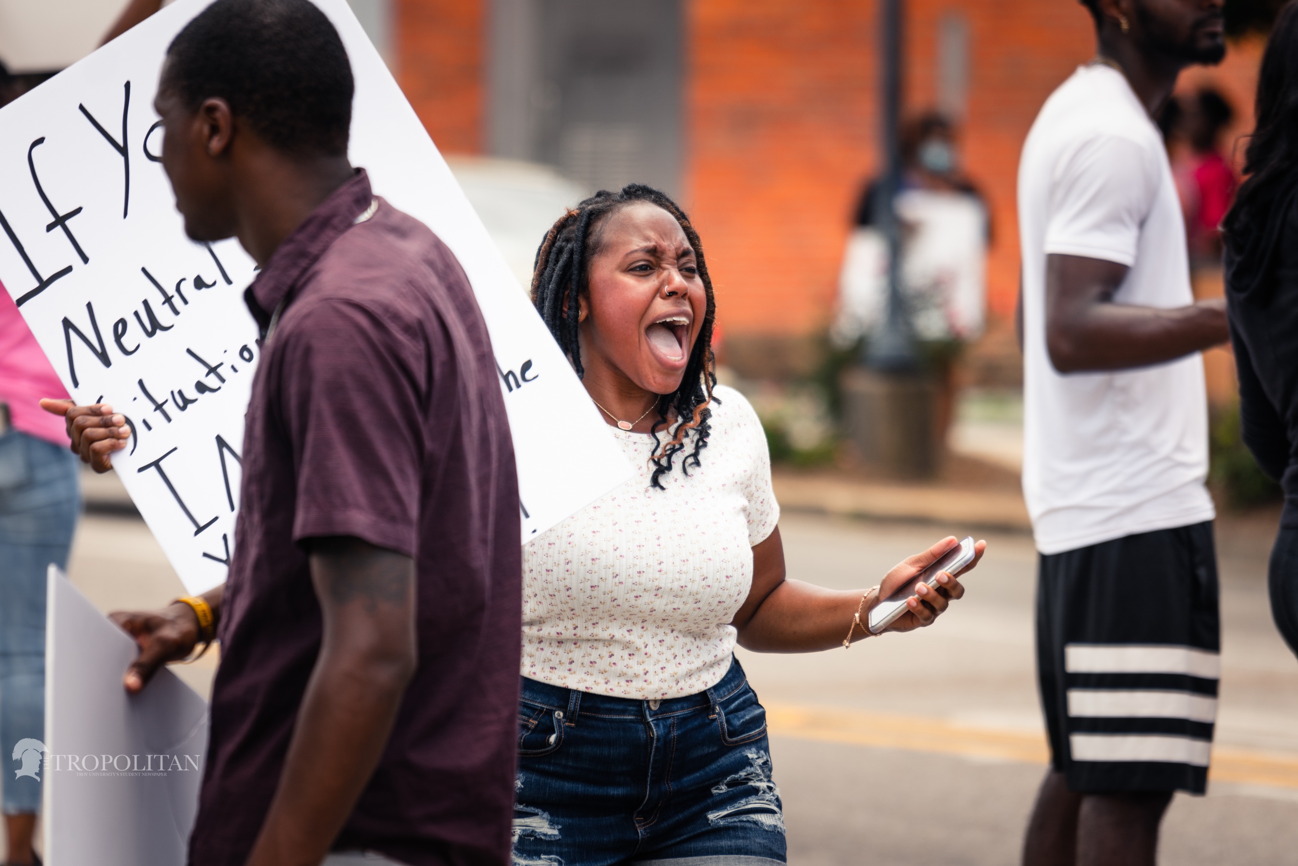 A photo showing the passion of the peaceful BLM protestors, in Downtown, Troy.