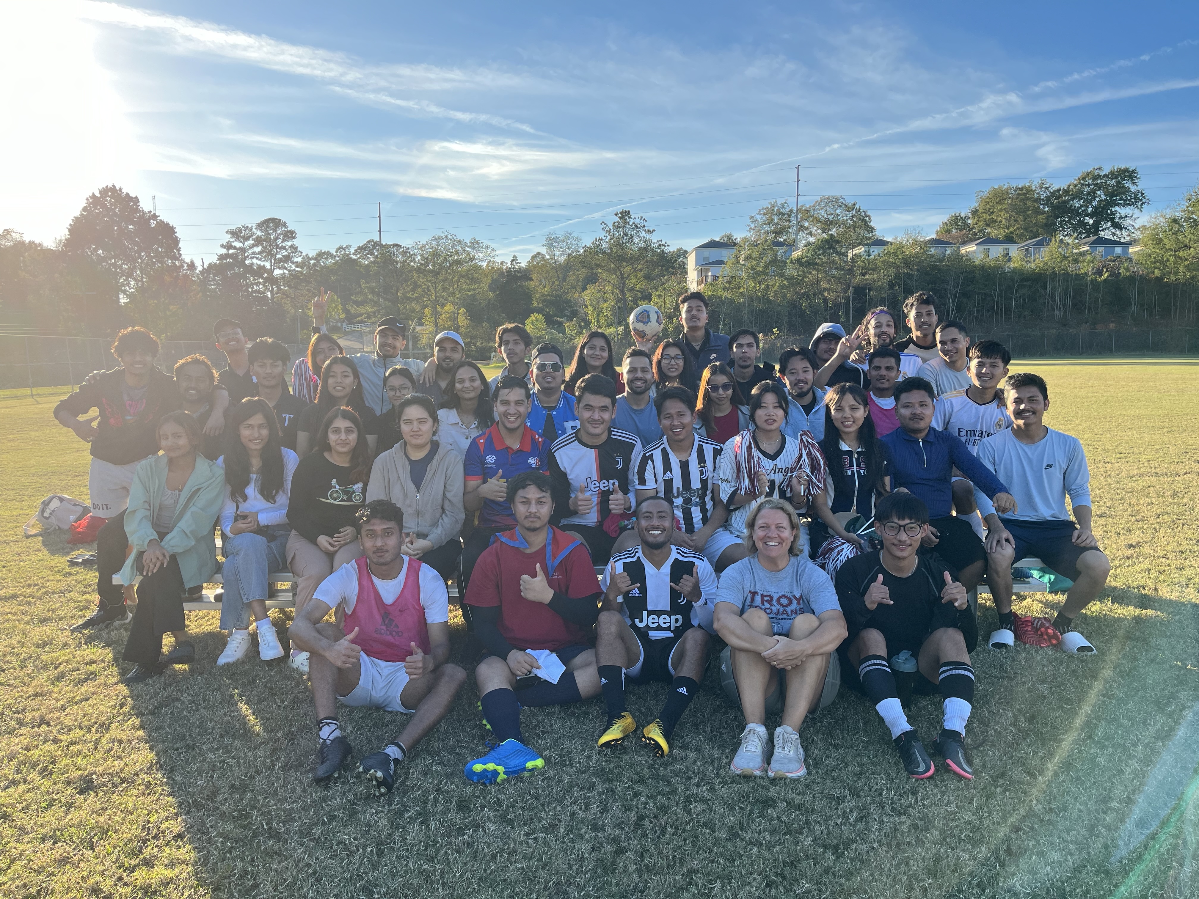 International students after the soccer tournament