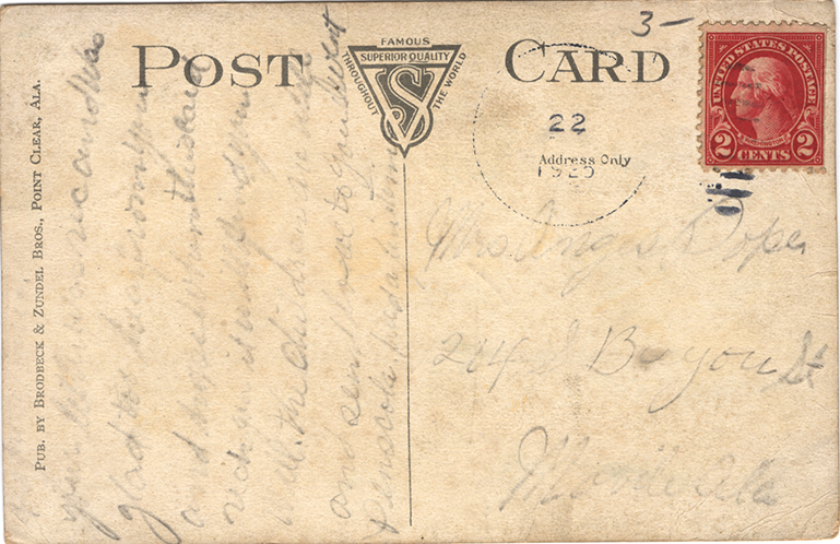 Postcard Back - Point Clear: Post Office