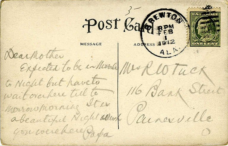 Postcard Back - Brewton: Belleville Avenue