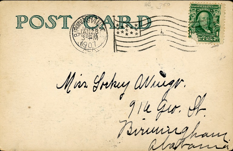 Postcard Back - Howard Weeden House Museum, Huntsville