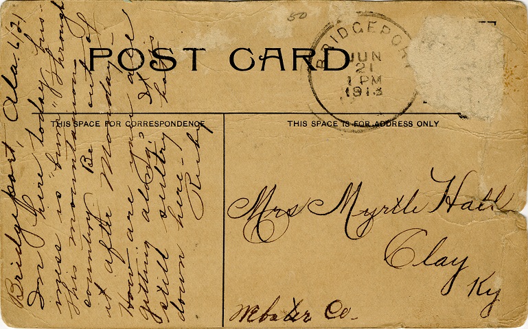 Postcard Back - Aldhous Block, Bridgeport