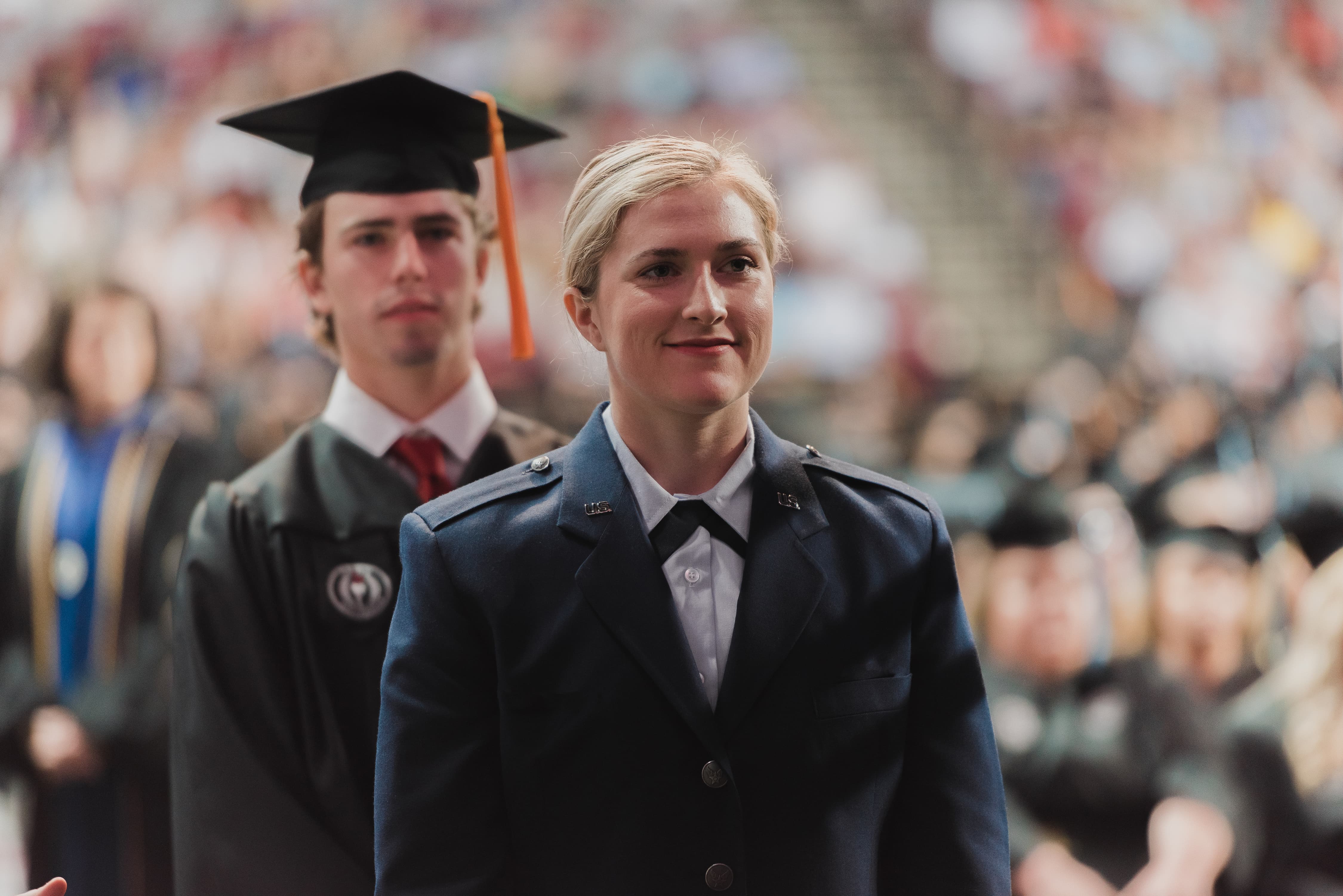 Military student walking at graduation