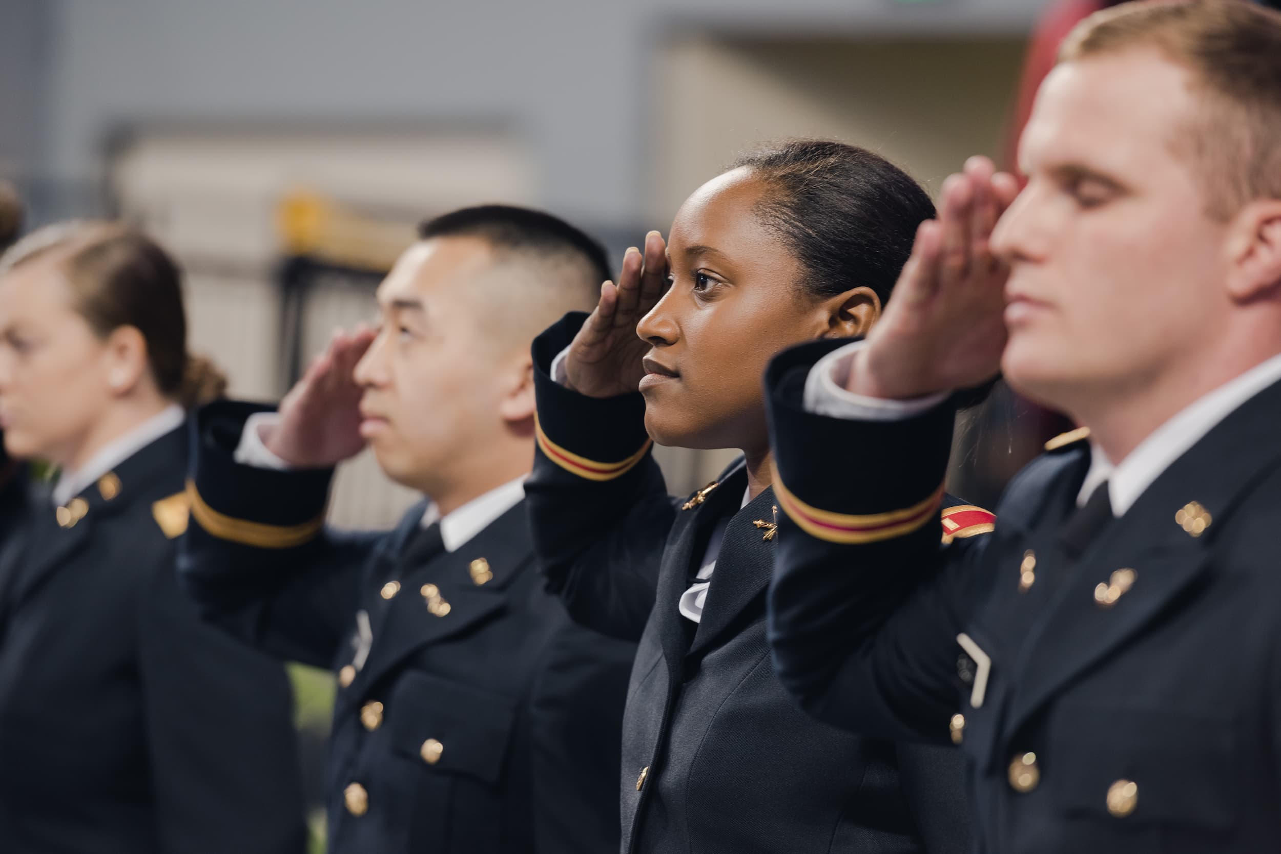 Military students at commencement.