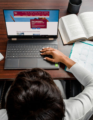 Student working on a computer