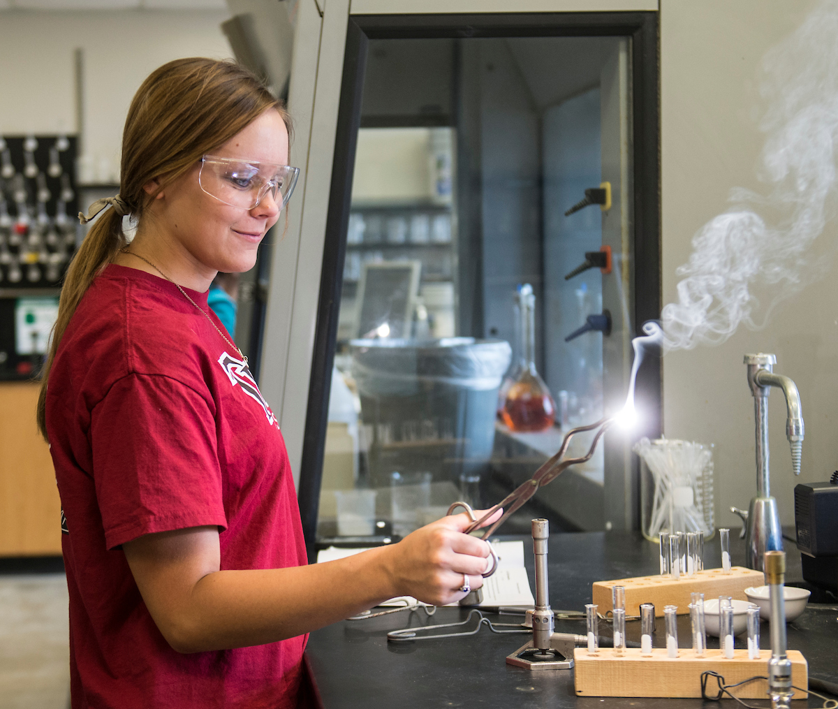 student working in lab