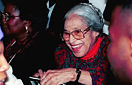 Rosa Parks greeing crowd