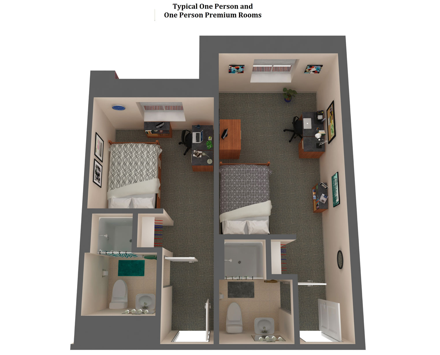 Rushing Hall single room floor plans