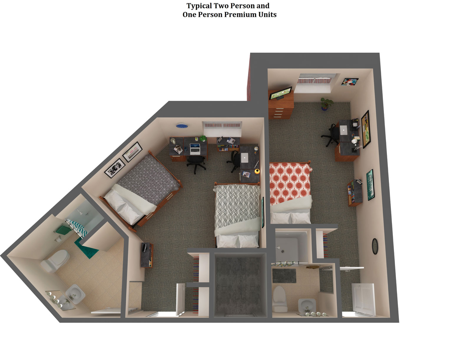 Rushing Hall double room floor plan