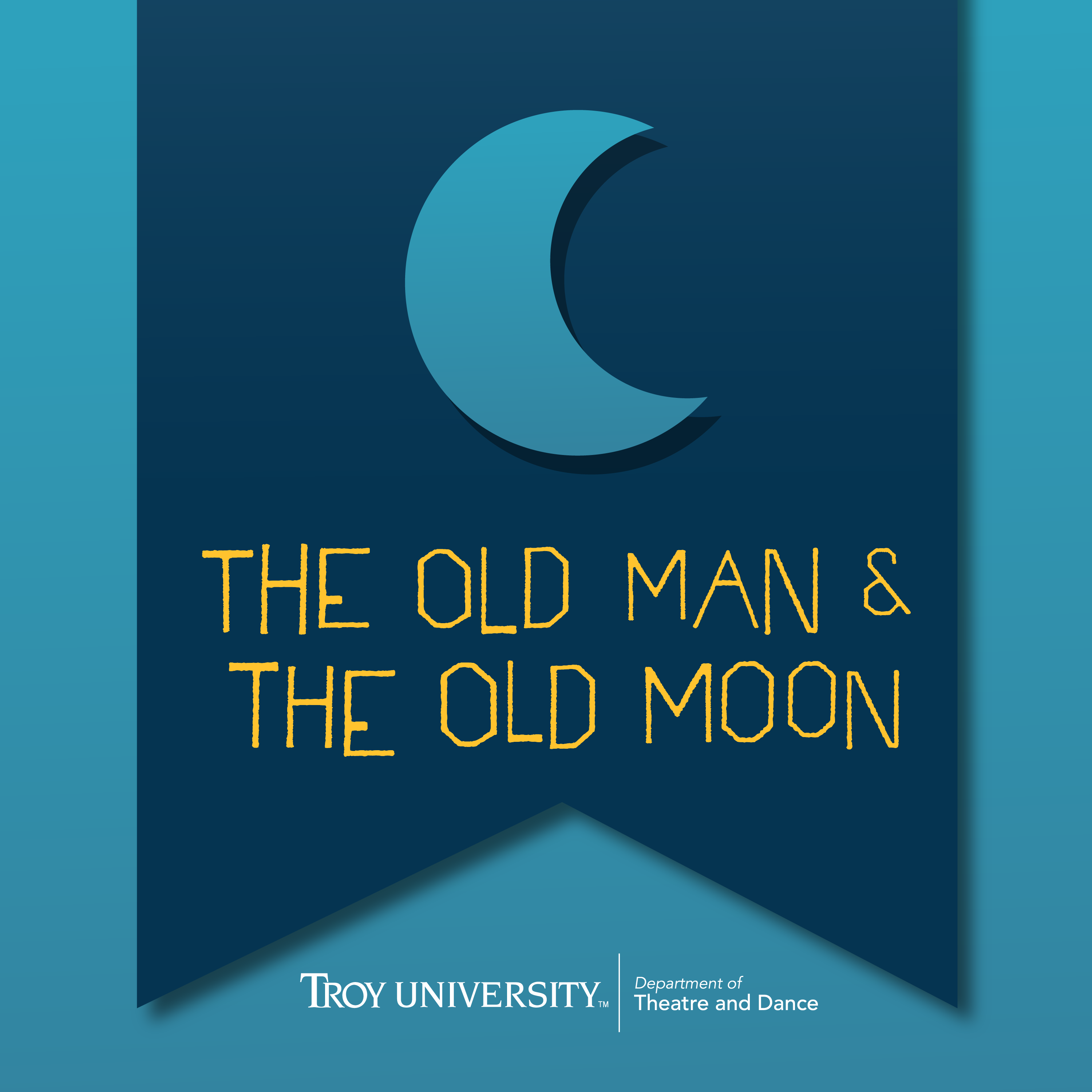 A blue and gold tile featuring a banner for The Old Man and The Old Moon